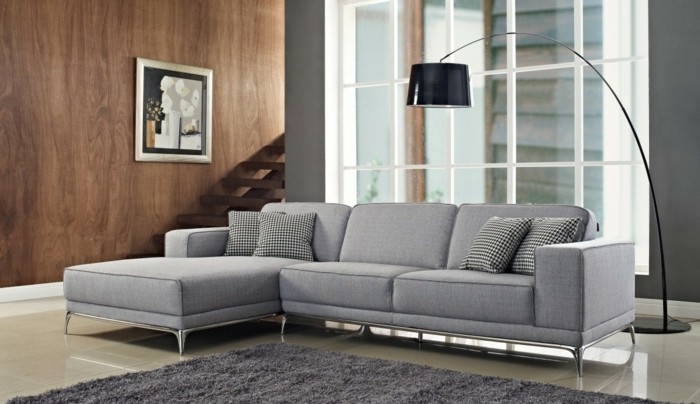 moderne sofas grau stoff agata cado modern moebel bogenlampe