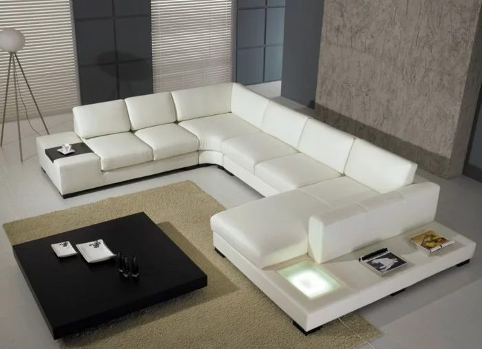 moderne sofas leder weiss gepolster wohnzimmer zimmereinrichtung