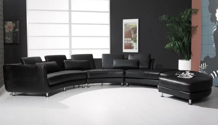 moderne sofas ledercouch schwarz module wohnzimmer ideen