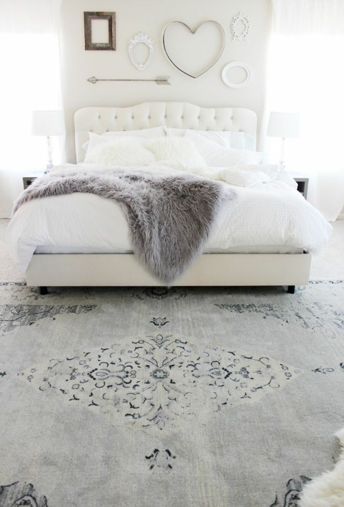 schlafzimmergestaltung ausgefallenes wanddesign schoener teppich