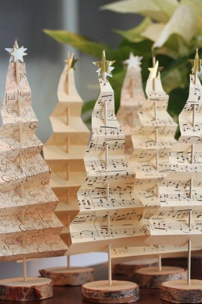 weihnachtsdeko diy ideen altes notenpapier weihnachtsbaum selber basteln