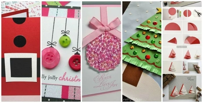 weihnachtskarten basteln diy geschenkpapier perlen knoepfe