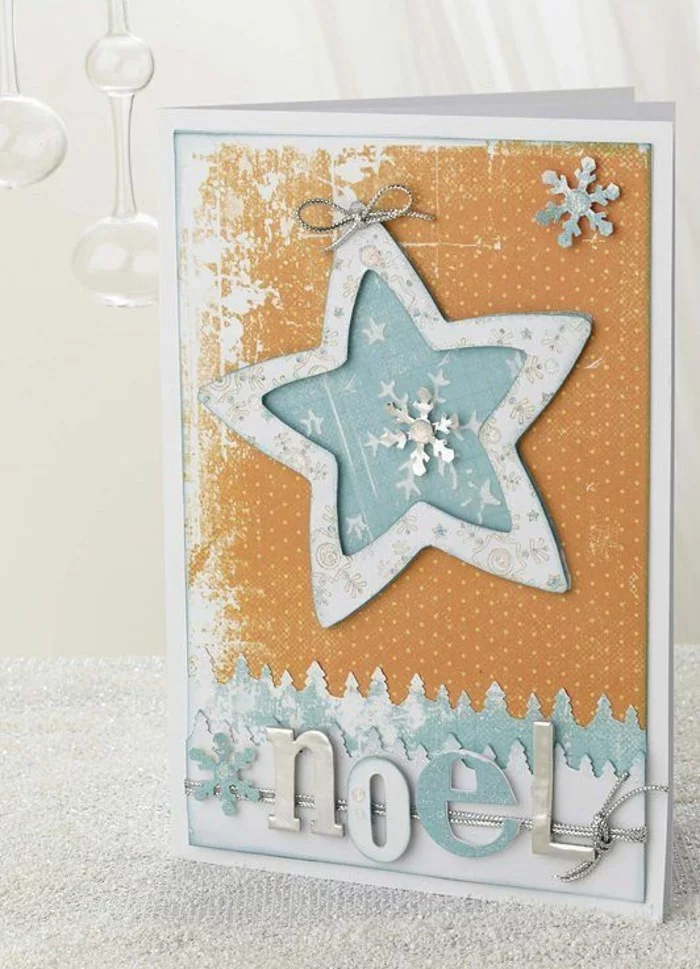 weihnachtskarten basteln diy geschenkpapier stern schneekristalle