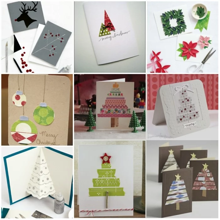 weihnachtskarten basteln diy geschenkpapier weihnachtsbaum motive