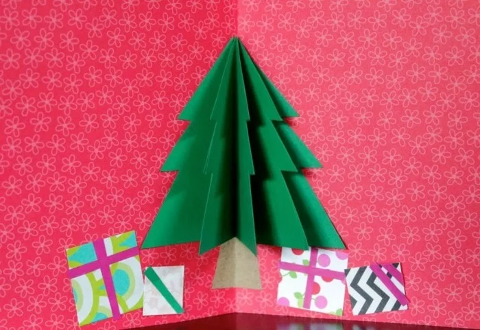 weihnachtskarten basteln diy ideen 3d weihnachtsbaum geschenkidee