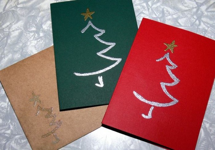 weihnachtskarten basteln papier weihnachtsbaum zeichnen