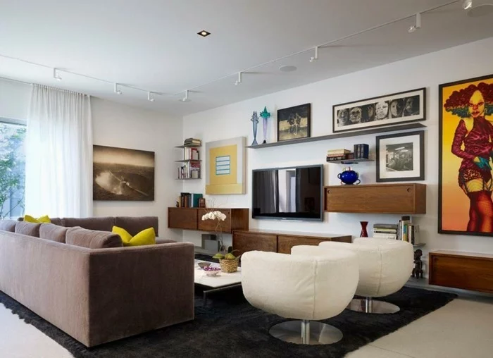 wohnideen wohnzimmer wohnzimmermoebel schickes sofa schwarzer teppich moderne sessel