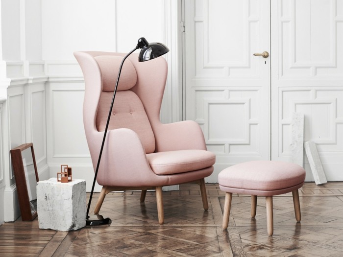 design moebel armchair sessel pastell rosa fritz hansen ro easy chair