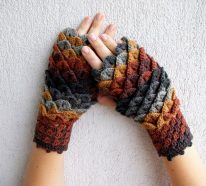 Handschuhe häkeln – Faszinierende Handschuhe für den Winter, die an einen Drachen erinnern