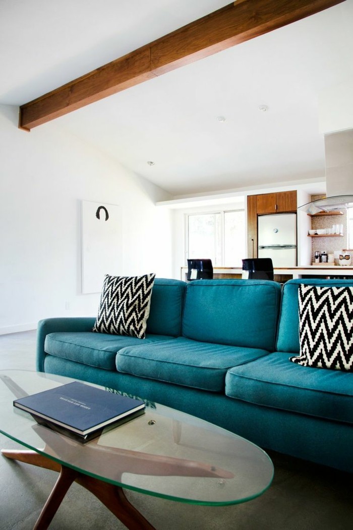 moderne sofas polyacryl blau dekokissen muster weiss schwarz