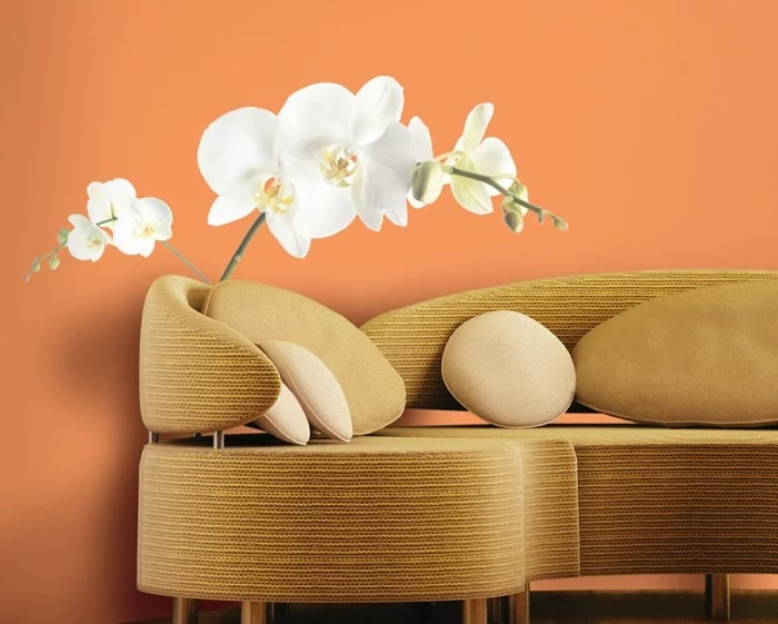 coole wandtattoos wohnzimmer dekorieren orchidee