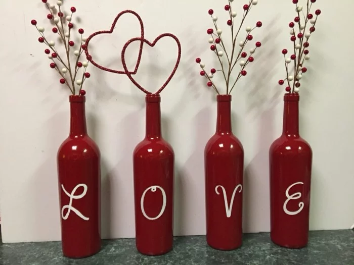 valentinstag diy weinflaschen verwenden LOVE