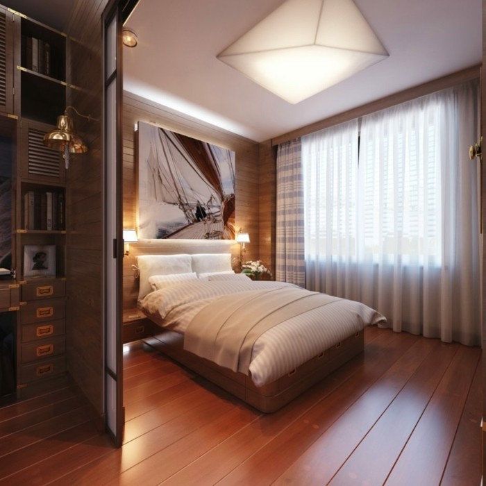 wohnideen schlafzimmer wanddeko hölzerne wandpaneele holzboden elegantes innendeisgn