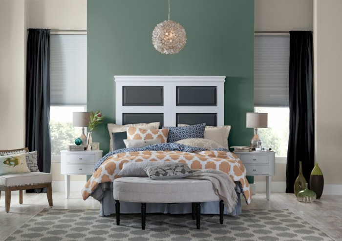 wohntrends 2017 wandfarbe pastellgrün wanddekoration wandgestaltung schlafzimmer