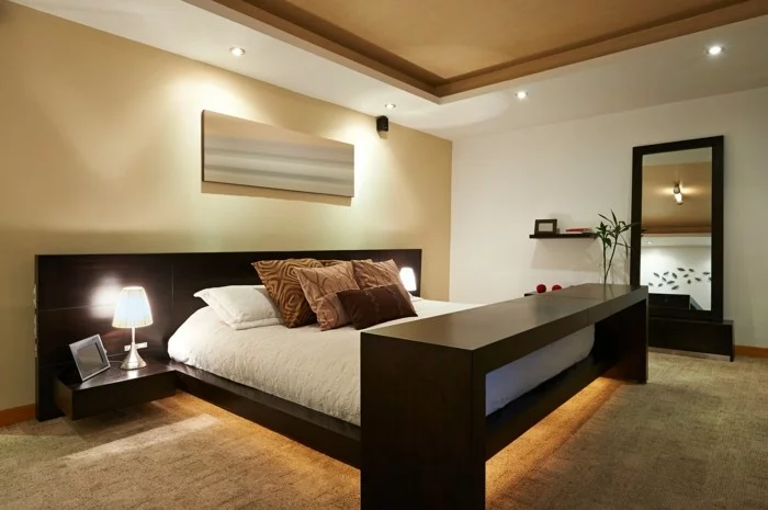 beleuchtungsideen schlafzimmer bett led leisten teppichboden