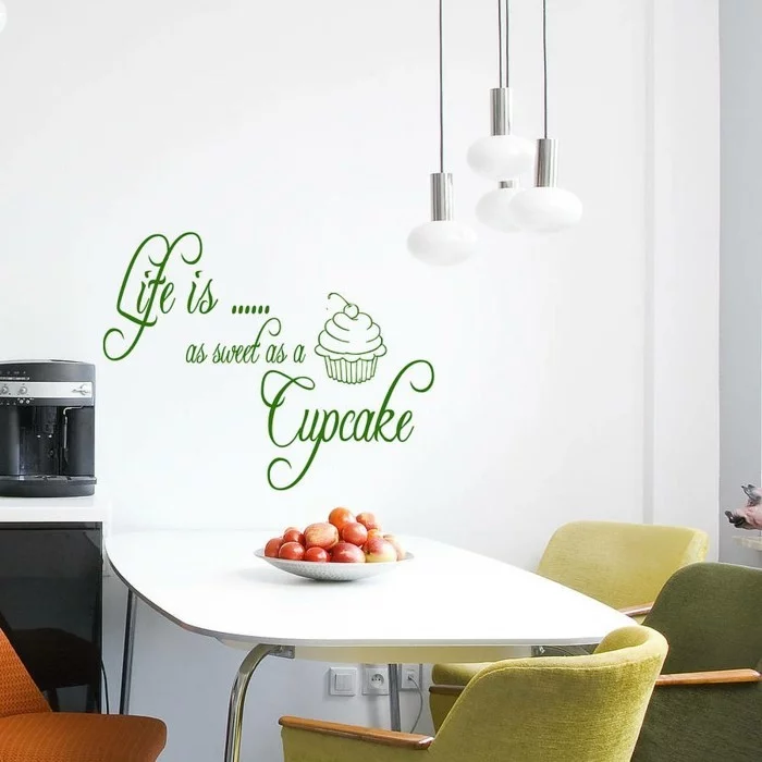 deko ideen küche wanddeko grüner wandsticker