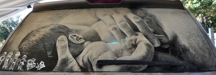 kunst schmutzige autofenster