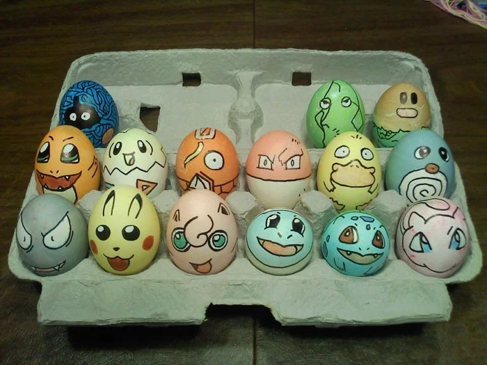 Eier Gesichter malen kreativ wettbewerb pokemon