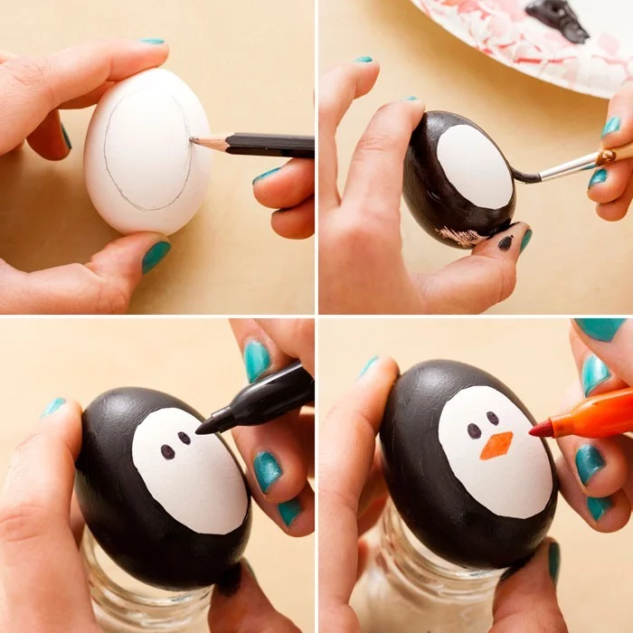 Eier Gesichter malen ostereier gestalten eier mit gesichter malen osterdeko selber machen pinguine