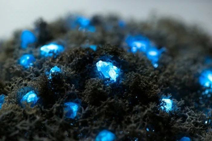 designer lampen mit kristallen blaues licht