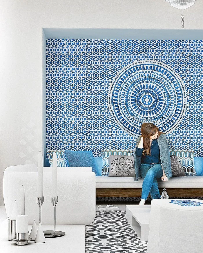 marokkanische fliesen zementfliesen interirdesign ideen wohnung design anders denken mosaik fliesen kreative wandgestaltung blau