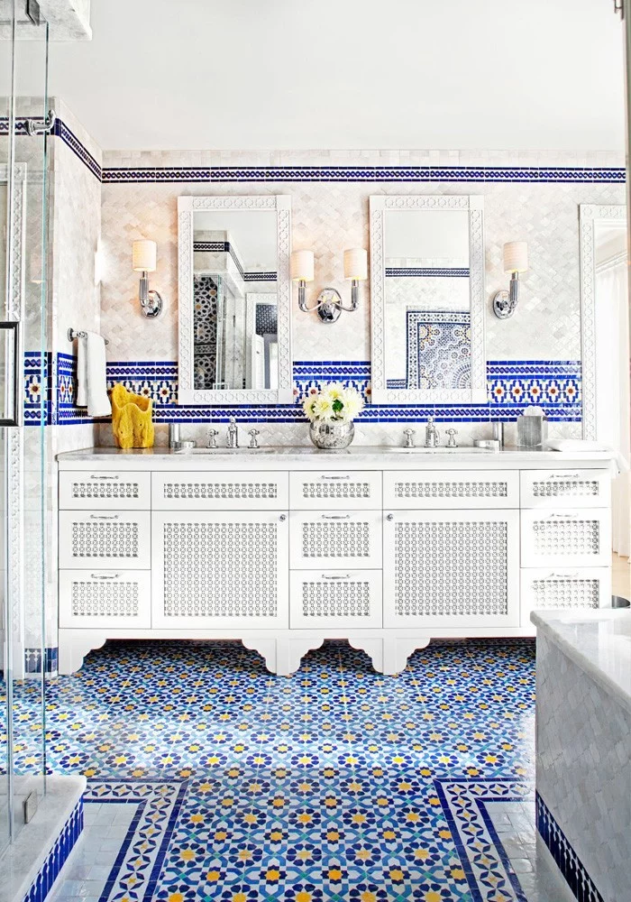 marokkanische fliesen zementfliesen interirdesign ideen wohnung design anders denken mosaik fliesen blau