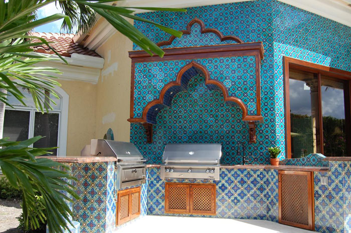 marokkanische fliesen zementfliesen interirdesign ideen wohnung design anders denken mosaik fliesen kreative wandgestaltung outdoor küche