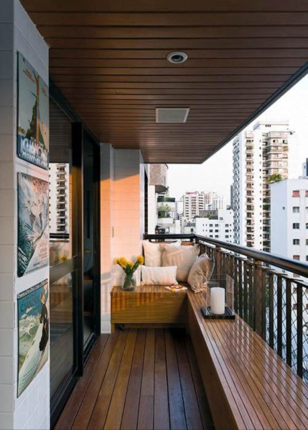 balkon ideen balkongestaltung platzsparende moebel holzbank