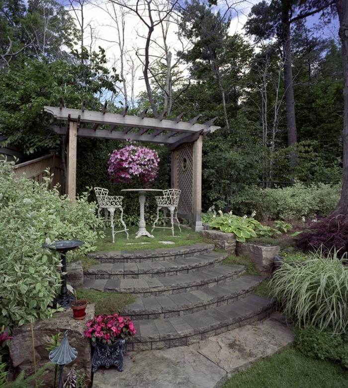 schöne gärten gartenbereich mit pergola gartentreppen