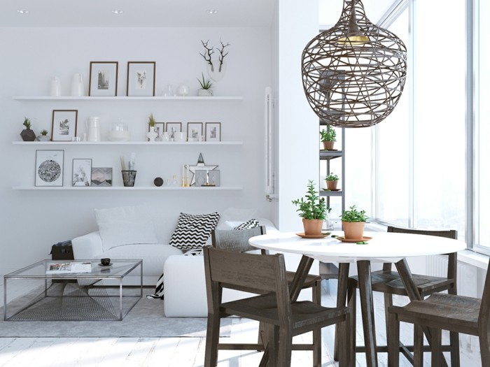 skandinavisches design im esszimmer runder esstisch essecke im wohnzimmer