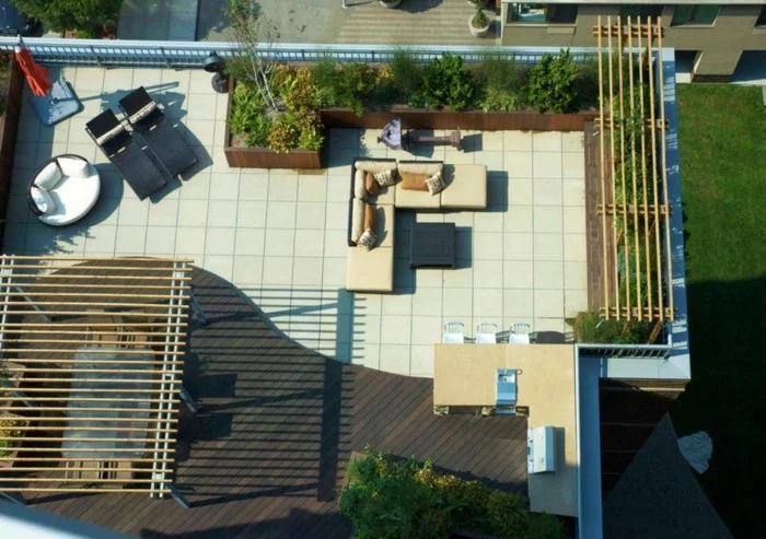 terrassengestaltung auf dem dach bereiche absondern