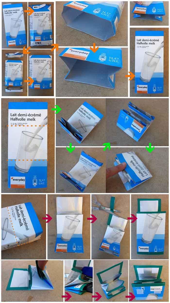 upcycling ideen recycling basteln tetrapack büro geldbörse mit anleitung3