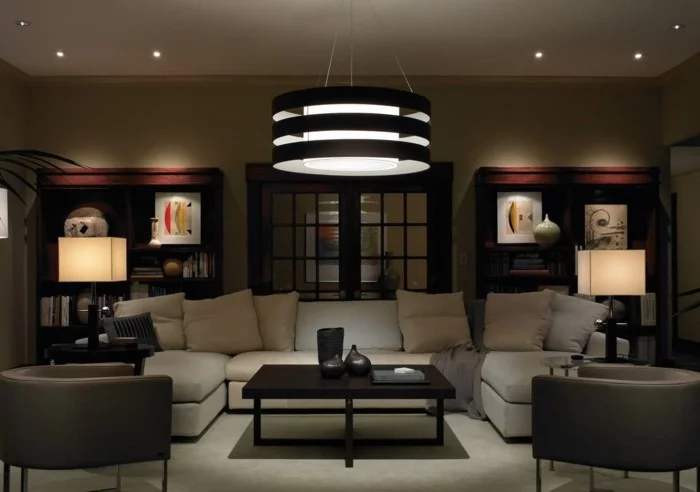 beleuchtung wohnzimmer cooler leuchter und funktionales sofa