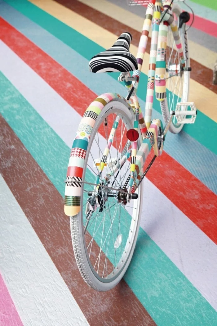 fahrrad mit washi tape selber dekorieren