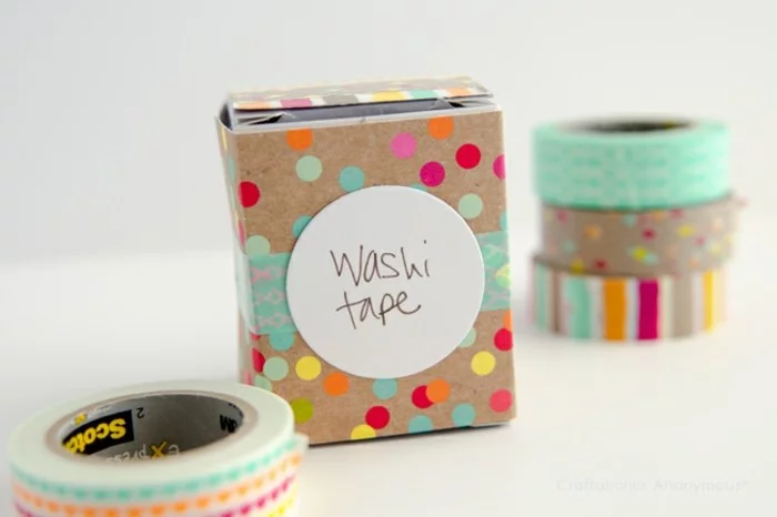 geschenkbox kartonkansten aufbewahrungsboxen dekorieren washi tape