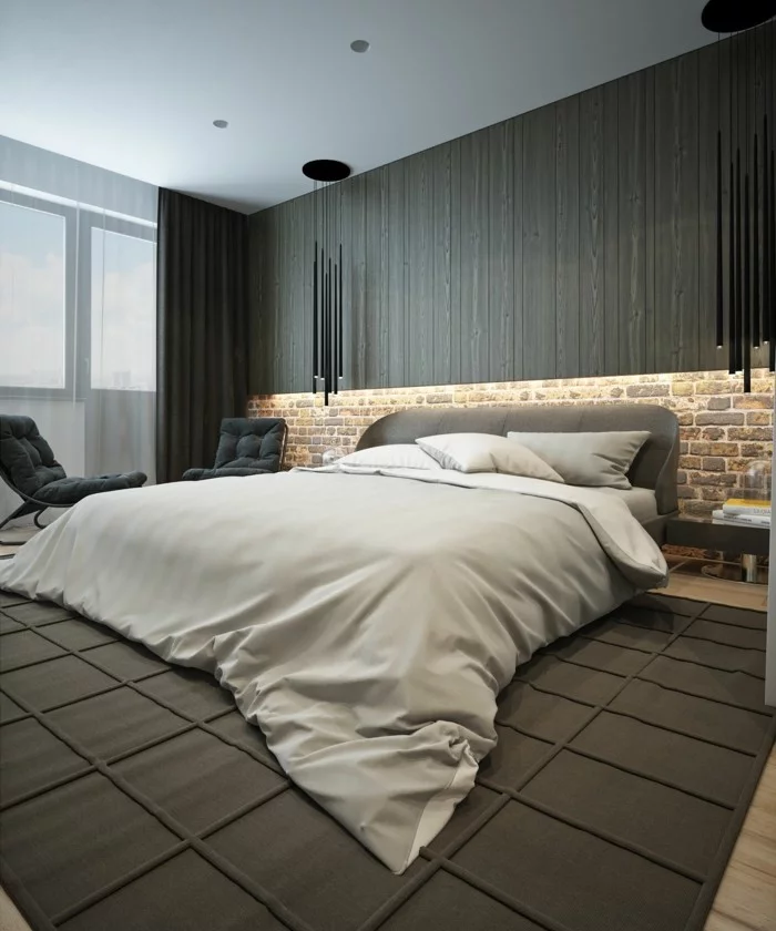 modern wohnen trendiges schlafzimmer gestalten mit coolem teppich 