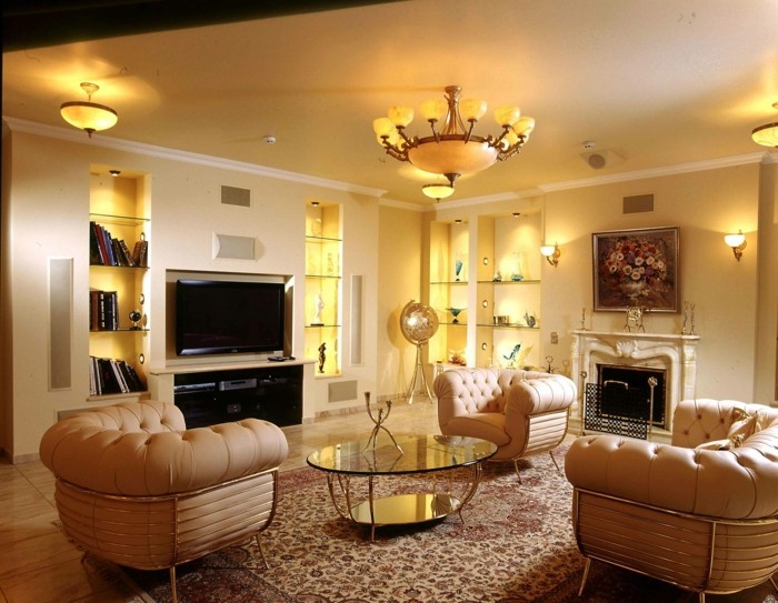 modernes wohnen luxuriöse wohnzimmermöbel und akzentbeleuchtung