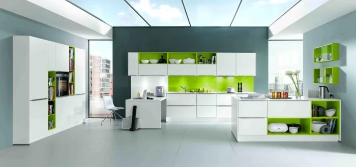 modulküche modernes küchendesign mit grünen akzenten