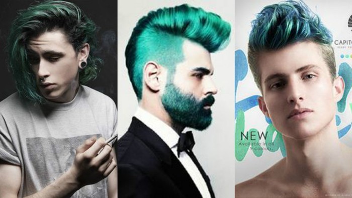 männerfrisuren 2017 blau-grüne farbe haarfarbe
