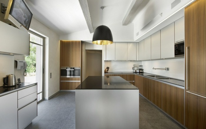 schöne wohnideen moderne minimalistische küche mit led streifen
