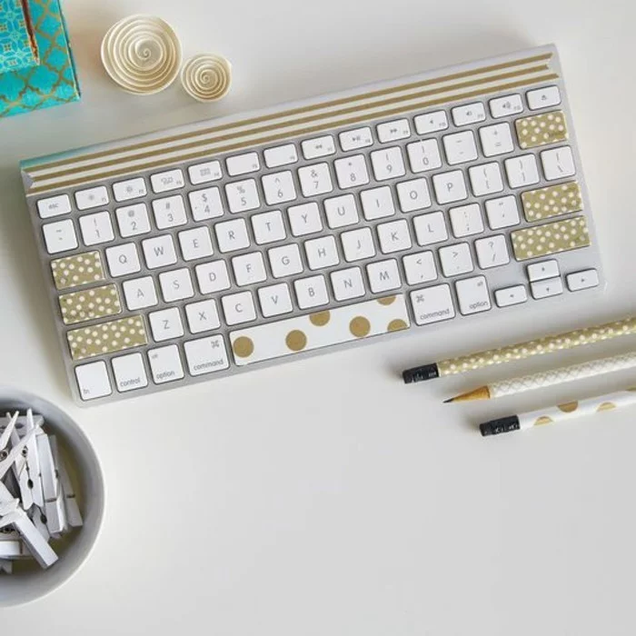 tastatur bleistifte selber dekorieren washi tape ideen
