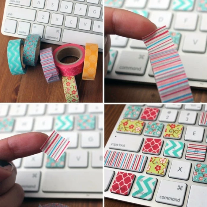 tastatur dekorieren mit washi tape