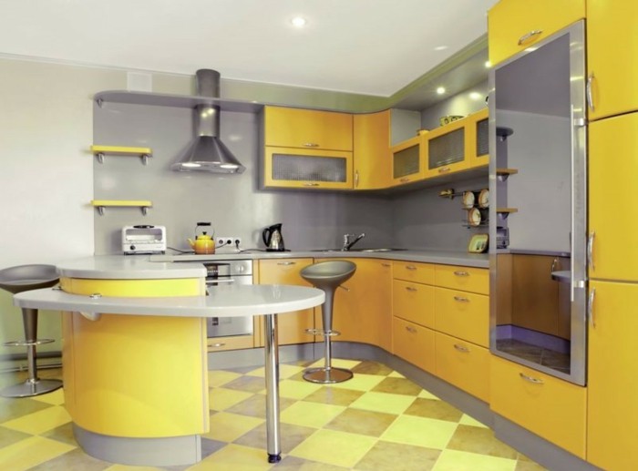 wohnideen küche g förmige küche in gelb