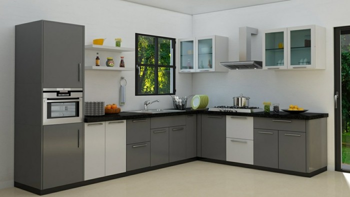 wohnideen küche kompakte küche in neutralen farben