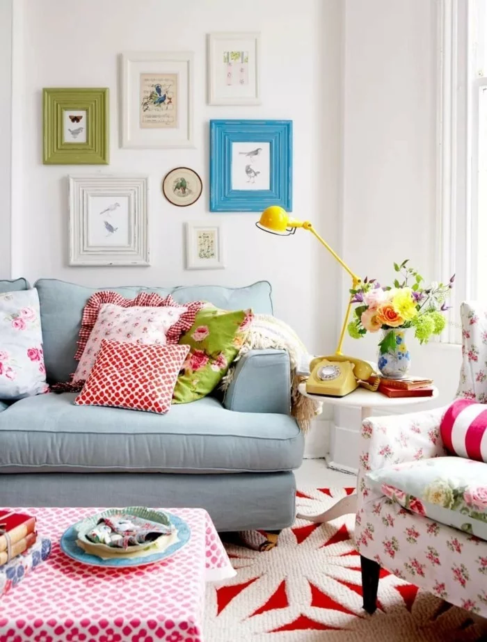 dekoideen wohnzimmer farbige akzente und frische stimmung