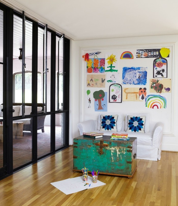 einrichtungsideen fürs wohnzimmer kinderzeichnungen verschönern die wohnzimmerwände
