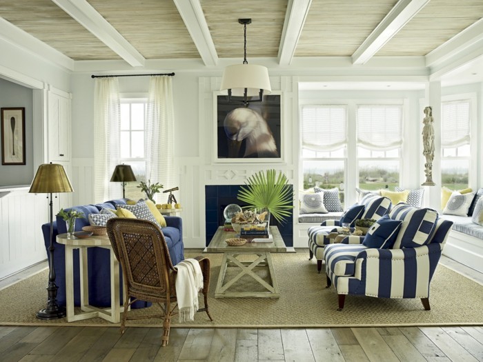 einrichtungsideen wunderschöne zimmerdecke und frische möbelstücke schaffen ein schönes wohnzimmer-zusammen