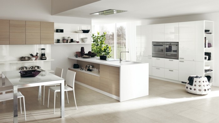 moderne küchen weiße küche mit offenem wohnplan