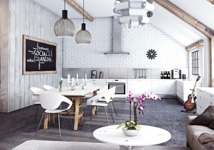 moderne küchen weiße skandinavische küche im offenen wohnplan