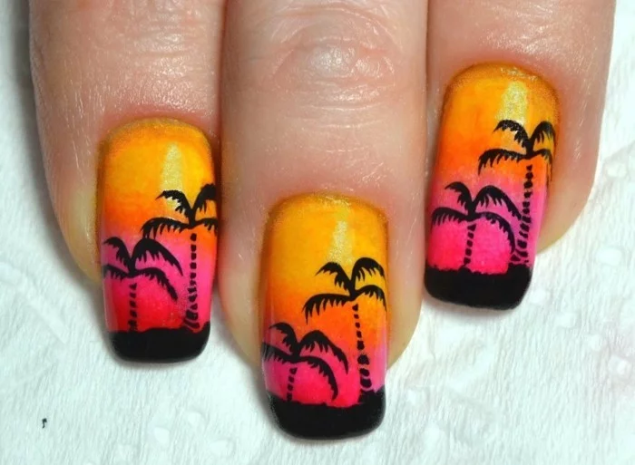 palmen motive für sommer nageldesign selber machen